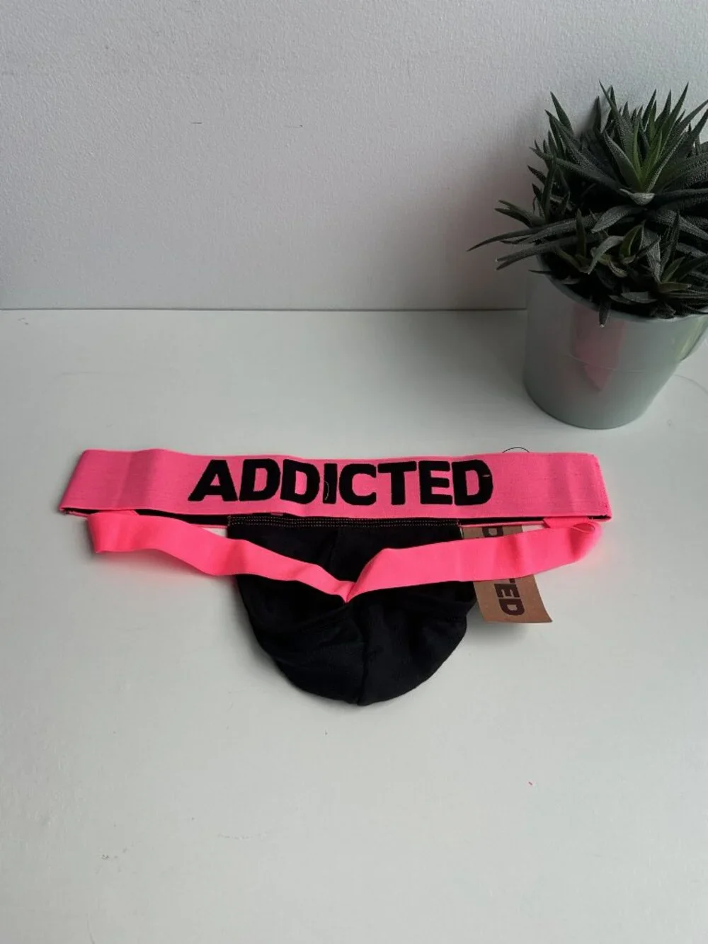 Addicted - Flame Jockstrap - Black / Pink (M)